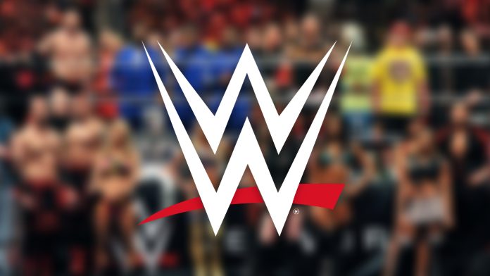 WWE logo over roster