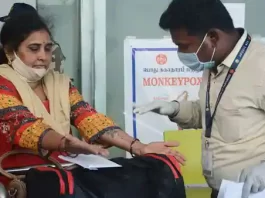 A traveller being inspected at Chennai airport. Earlier, monkeypox spread beyond Africa due to international travel. Photo: ANI