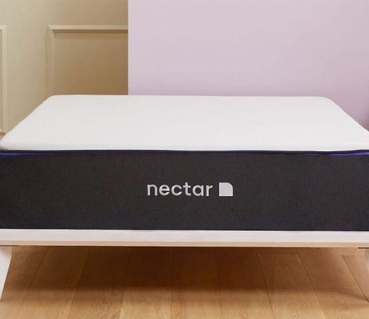 Nectar Premier Hybrid Mattress review 2023 Press shot of the Nectar Premier Hybrid mattress in a bedroom